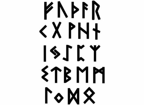 Set sticker alphabet letters labels viking rune runic valknut talisman odin