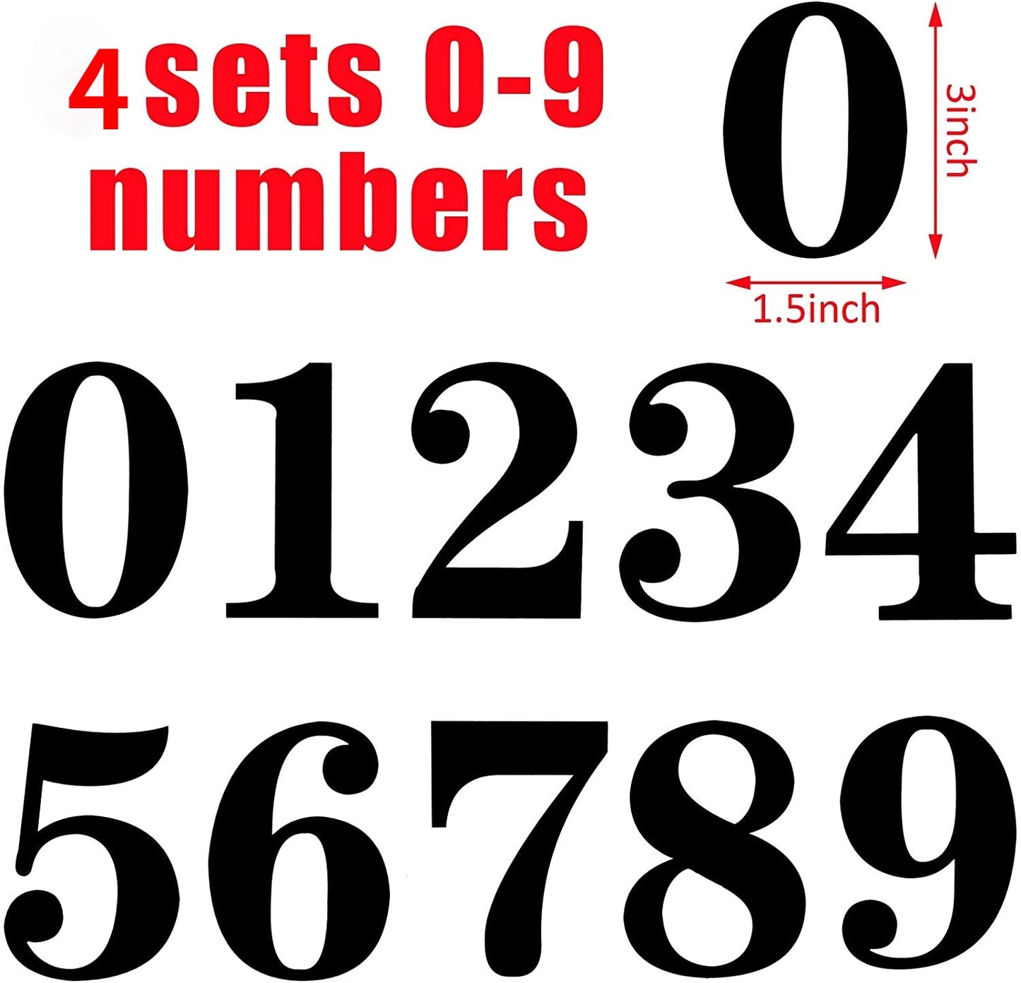 4 Sets Mailbox Numbers Sticker 3 Inch Self Adhesive Mailbox Number Decals Waterproof Number Sticker for Mailbox Signs Window Door Cars Trucks Home Business Address Number
