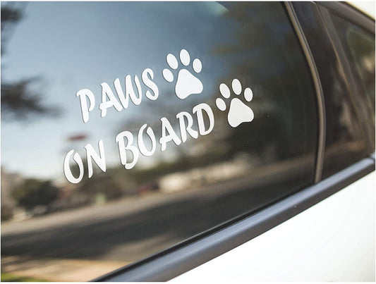 8"x3" Cute Car Decals Sticker Truck Bumper Window Pet (Paws on Board)