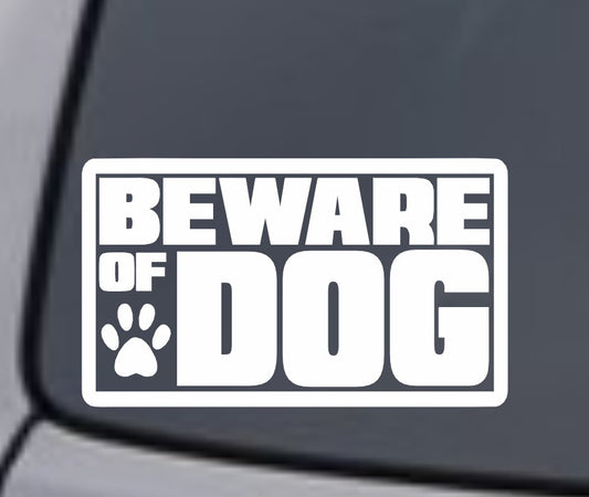 3.5"x6" BEWARE OF DOG Vinyl Decal Sticker Car Window Door Home Security No Trespassing