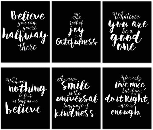 8"x10"x6 Panels No Frame Wall Art Posters Inspirational Quotes Wall Decor for Living Room Bedroom