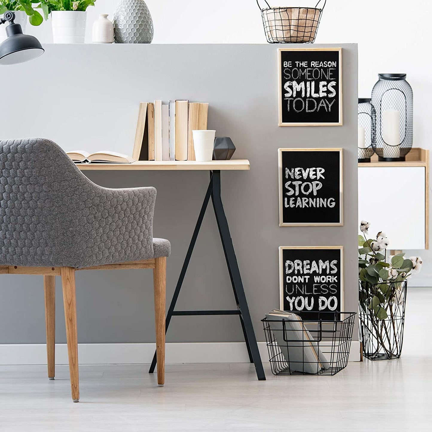 6 Pieces Inspirational Wall Art Posters Motivational Wall Canvas Prints (8 x 10 Inch), Positive Quotes Sayings Posters Room Wall Art for Office Walls Classroom Living Room Gym, Black and White