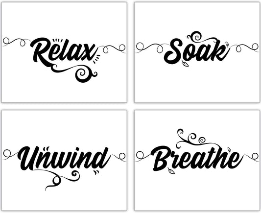 8x10 Inch, 4 Panels Bathroom Wall Decor Prints - Black & White Art Sign - Start your Day with a Laugh and make your Bathrooms Look Amazing - Enjoy your Funny Signs for Decades-Poster Set Sayings on Sturdy Paper