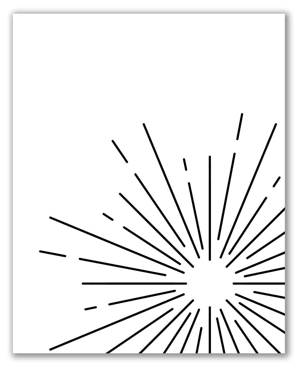 Sun Illustration, Mid Century Modern, Printable Wall Art - 8" x 10" - Unframed, Abstract Illustration, Geometric Design, Poster Print, Home Décor