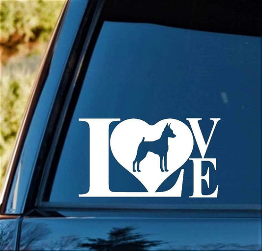 7"x4" Min Pin Miniature Pinscher LOVE Dog Decal Sticker Pet Gift Accessory