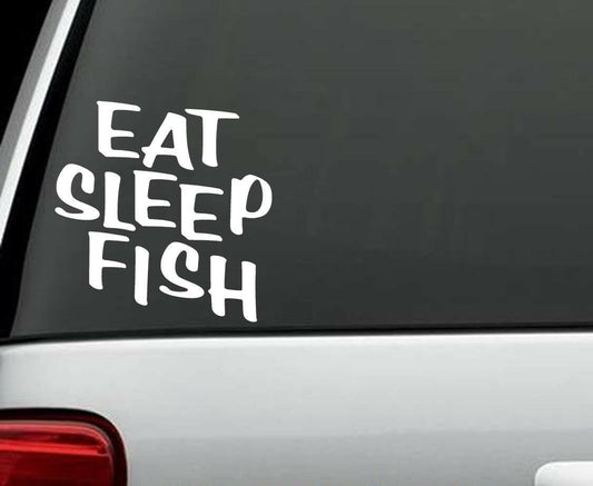 5" EAT SLEEP FISH DECAL STICKER Car Truck SUV Van ROD REEL LURE FISHING WALL