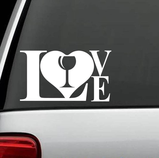 4"x7.25" Wine Glass Love Decal Sticker Corkscrew Gift Accessory Opener Rack Stopper