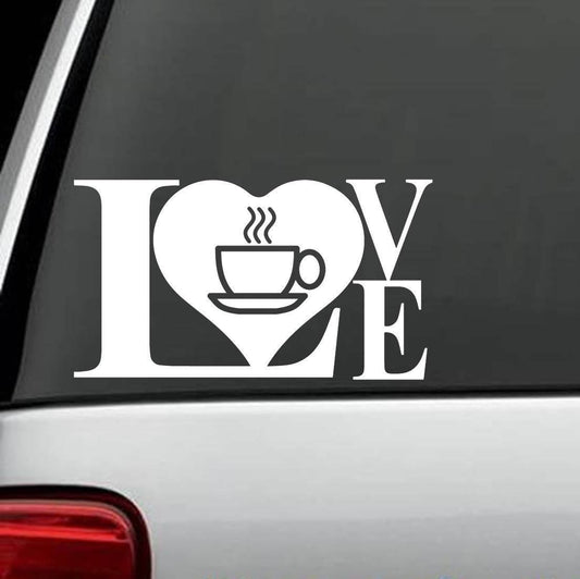 7"x4" Coffee Cup LOVE Decal Sticker Beans Brewstation Kitchen Java House Art