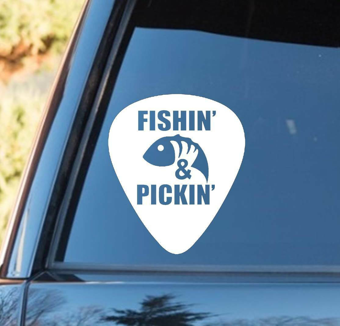 6.0"x5.0" Fishing Picking Guitar Pick Shape Decal Sticker Bass Bait Lure Tackle Boat