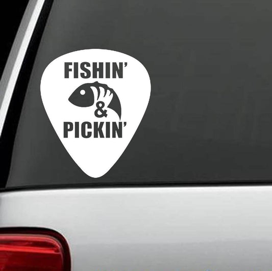 6.0"x5.0" Fishing Picking Guitar Pick Shape Decal Sticker Bass Bait Lure Tackle Boat