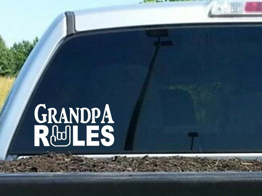 6" Long GRANDPA RULES DECAL Sticker Car TRUCK SUV Van LAPTOP WALL MIRROR