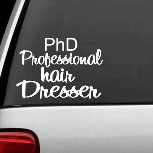 5.5"x7.8" PhD Professional hair DRESSER Hairstylist SALON SCISSORS CAR TRUCK SUV VAN WALL