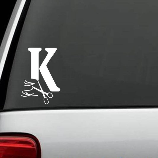 6.5"x4.5" Letter K HAIRDRESSER HAIR STYLIST SALON SPA DECAL STICKER CAR TRUCK SUV