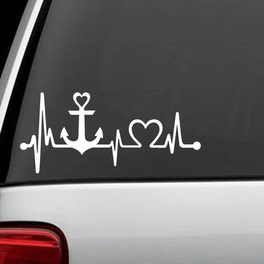 8"x3.6" Boat Anchor Heartbeat Monitor Decal Sticker Kayak Canoe Boating Outdoors