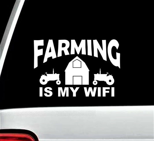 7.50"x5.0" Farming Is My Wifi Farm Tractor Barn Decal Sticker for Car Window