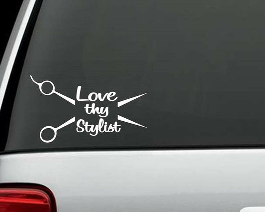 8"x4.6" Love Thy Stylist Scissors Decal Sticker for Car Truck SUV Van Hair Dresser