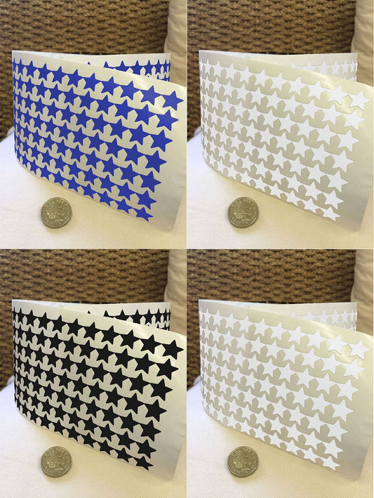 140 Star Shape Vinyl Stickers 15mm Self Adhesive Peel & Stick Colour Label