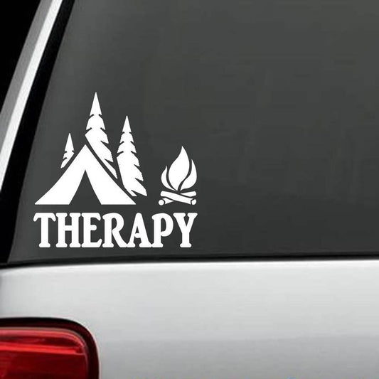5“x5.3" Therapy Camping Camper Camp Decal Sticker Hike Hiker Hiking Tent