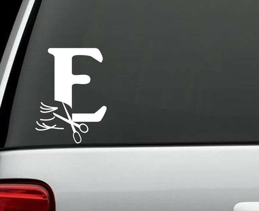 8"x5" Letter E HAIRDRESSER HAIR STYLIST SALON SPA DECAL STICKER CAR TRUCK SUV