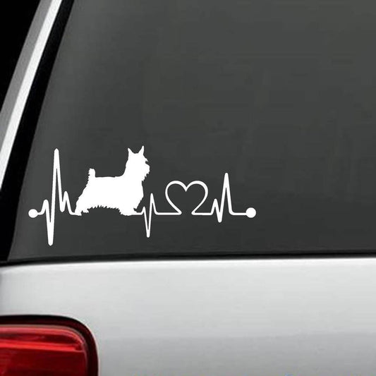 7" x 3.25" Westie Silky Terrier Heartbeat Lifeline Monitor Decal Sticker Car Truck