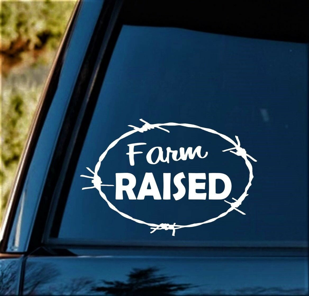 6"x4" Farm Raised Decal Sticker Car Window Tractor Chickens Barn Art Farmhouse