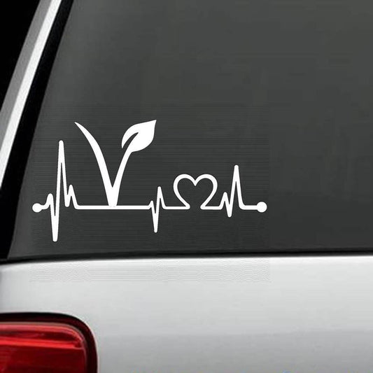 8.0"x4.0" Vegan Vegetarian Heartbeat Lifeline Decal Sticker