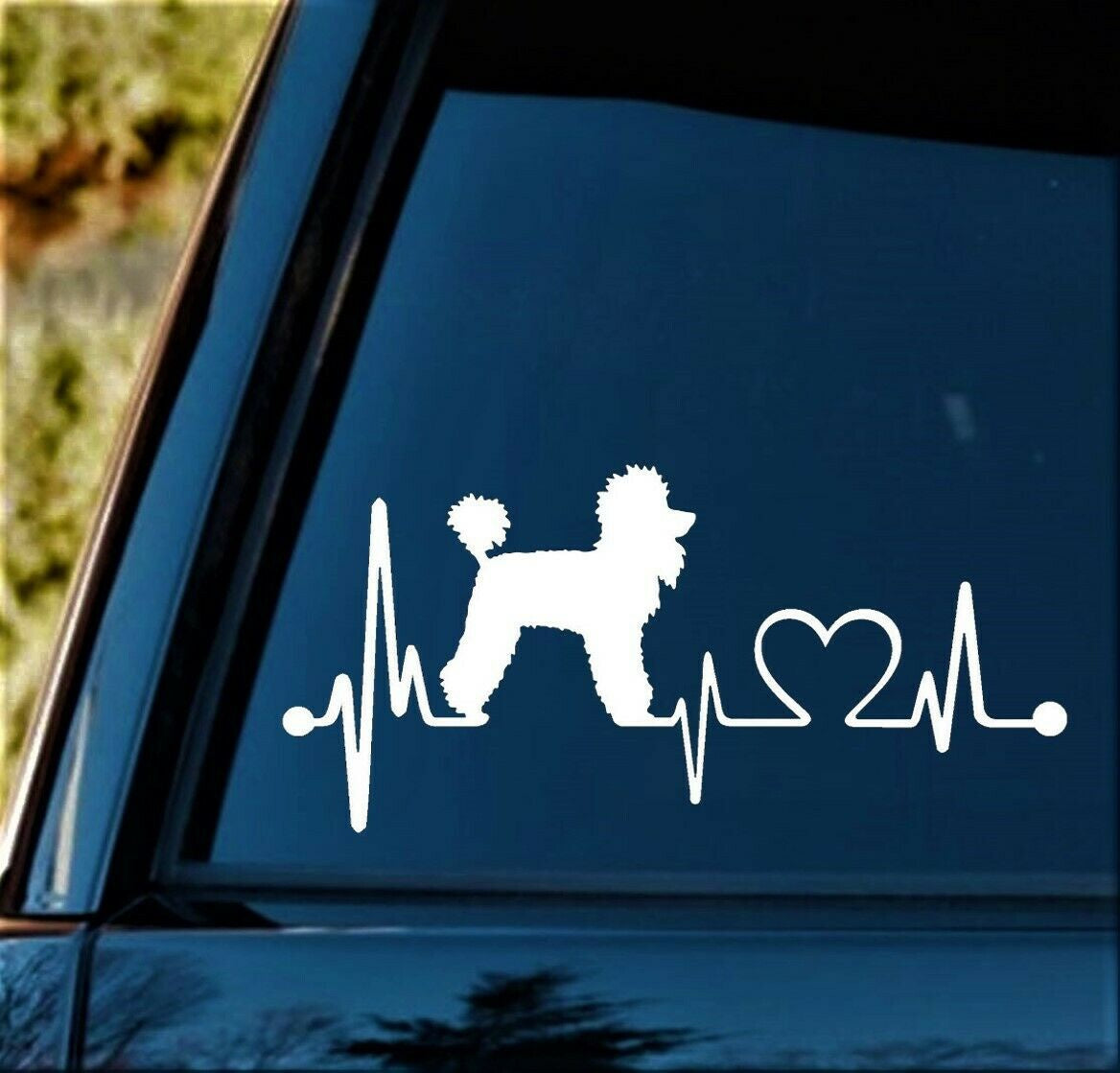 7.5" x 3.25" Poodle Heartbeat Dog Decal Sticker for Car Window Laptop Tumbler Gift