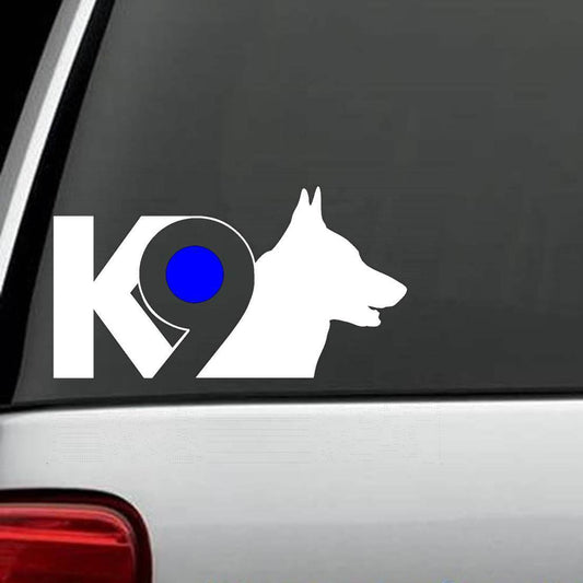 6" x 3.25" K9 K-9 German Shepherd Police Dog Decal Sticker with Blue Dot