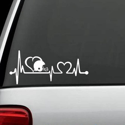8" x 3.5" Football Heartbeat Lifeline Monitor Decal Sticker SUV Mom Laptop Surface