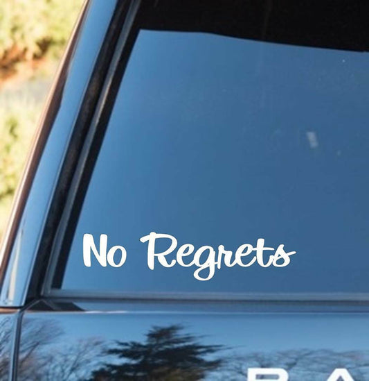 8.5"x2" No Regrets Vinyl Decal Sticker Car Truck SUV Van Laptop Wall Surface Mirror Art