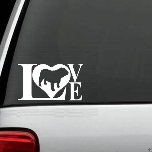 6" x 3.4" English Bulldog Love Dog Decal Sticker Car Truck SUV Van Window Laptop
