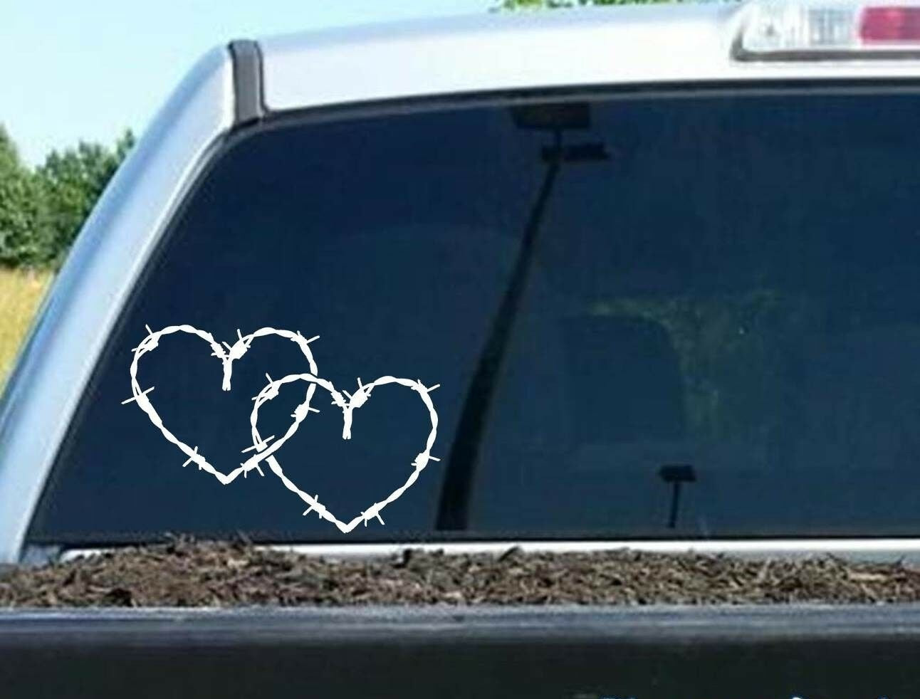 8" x 5.25" Barb Barbed Wire Hearts Decal Sticker for Car Truck SUV Van Cowgirl Barn