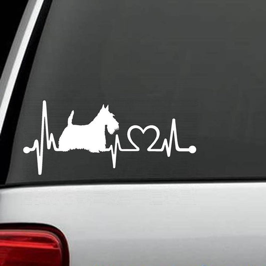 7" x 3.25" Scotty Scottish Terrier Heartbeat Dog Decal Sticker Car Truck SUV Laptop