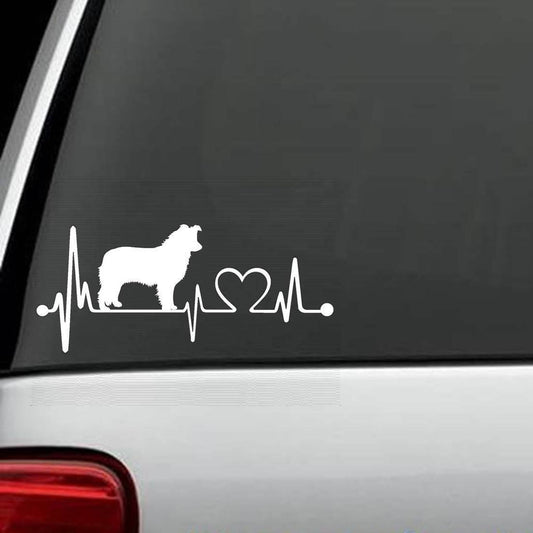 7.5" x 3.25" Border Collie Heartbeat© Dog Decal Sticker for Car Truck SUV Van LAPTOP