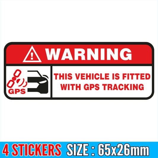 4 x WARNING GPS TRACKING Stickers Skateboard Bike Decal Vinyl Sign Window Car