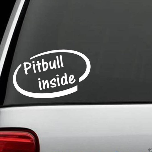 6" Wide X 4" Tall Pit Bull Inside Pitbull Decal Sticker Car Truck SUV Van Laptop Window Art