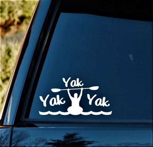8.0" x 4.0" Yak Yak Yak Kayak Decal Sticker Paddle flotation anchor rack hoist lift