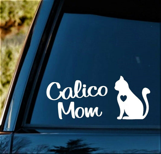 8.00" X 3.50" Calico Mom Decal Sticker for Car Window Cat Decal Cat Lady