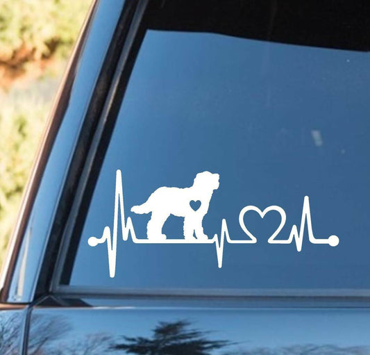 8.0 Inches x 3.50 Inches Labradoodle Heartbeat Lifeline Monitor Dog Decal Sticker Gift Accessories