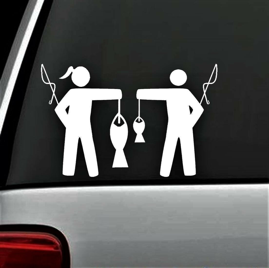 7.0 Inches x 4.50 Inches Fish Like a Girl and Guy Fishing Decal Sticker