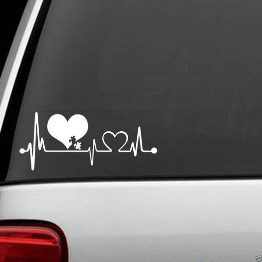 7" Long Autism Heartbeat Lifeline Monitor Screen Decal Sticker