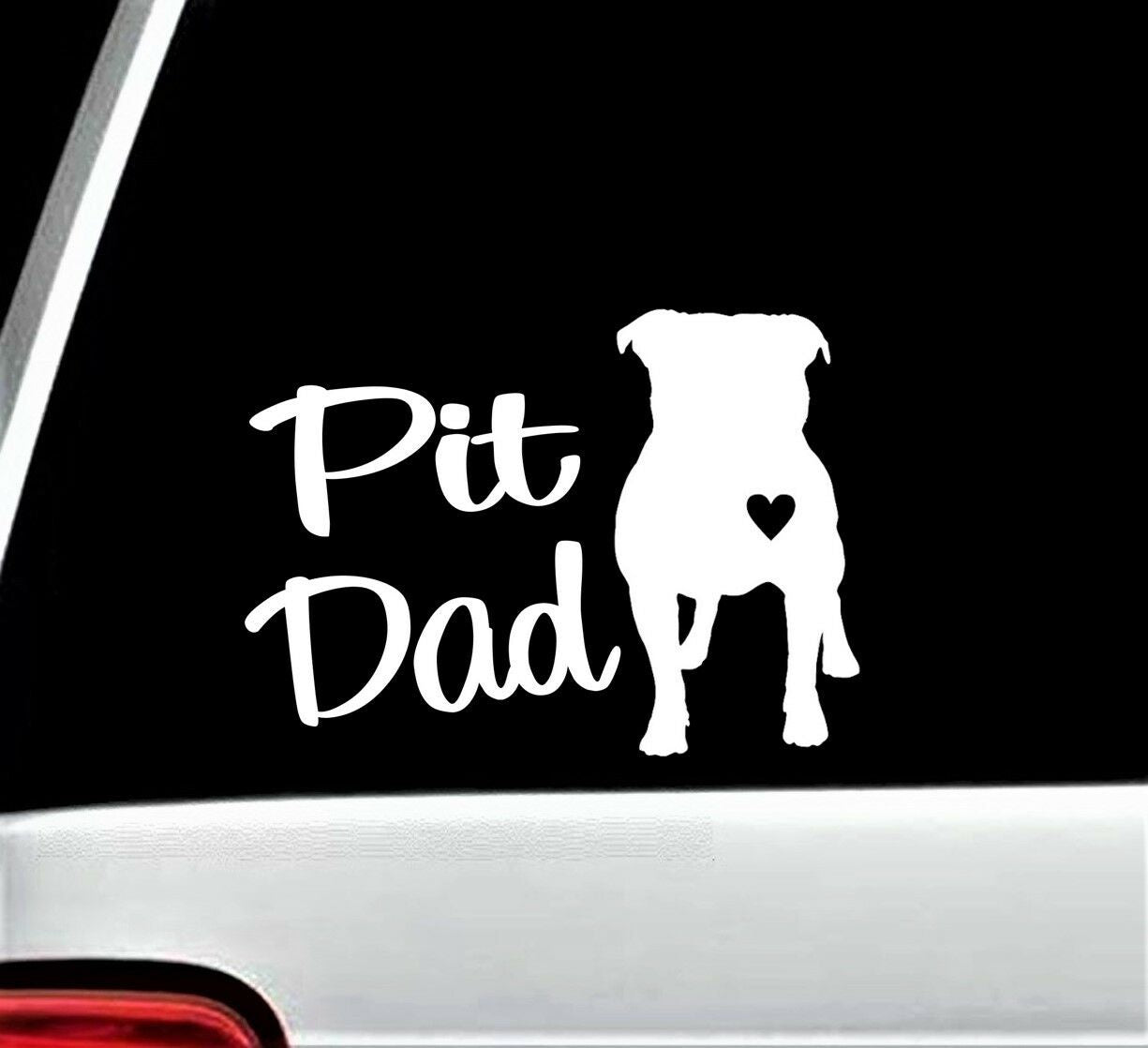 6.0" x 4.50" Pit Dad Pit Bull Pitbull Dog Decal Sticker for Car Window Laptop Heart