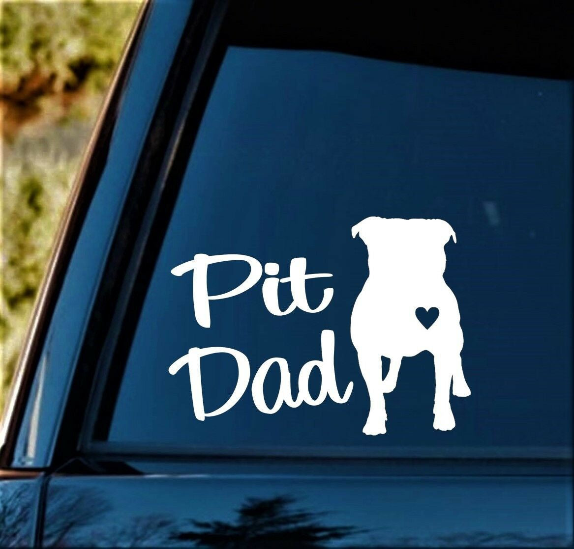 6.0" x 4.50" Pit Dad Pit Bull Pitbull Dog Decal Sticker for Car Window Laptop Heart