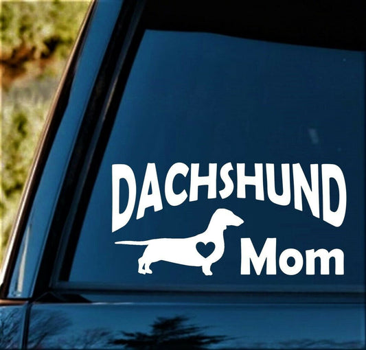 8.00" X 3.75" Dachshund Mom Decal Sticker for Car Window Wiener Doxie Pet Gift for Mom