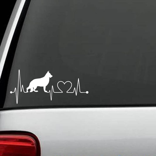 7" x 3" German Shepherd Heartbeat Dog Decal Sticker Auto Window Art