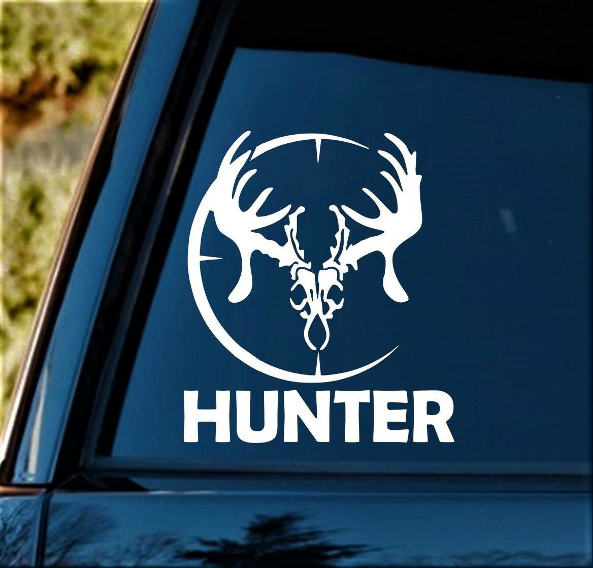 6.0" x 5.25" Hunter Rack Antlers Decal Sticker for Car Window Deer Hunting