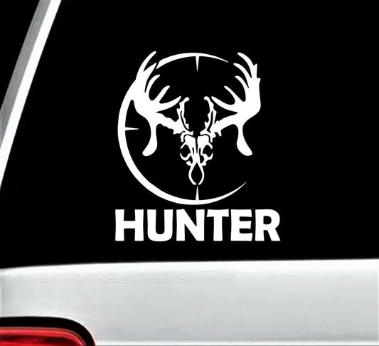 6.0" x 5.25" Hunter Rack Antlers Decal Sticker for Car Window Deer Hunting