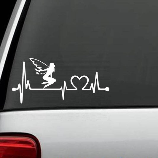 8 Inches x 3.75 Inches Fairy Heartbeat Monitor Decal Sticker Car Truck SUV Laptop
