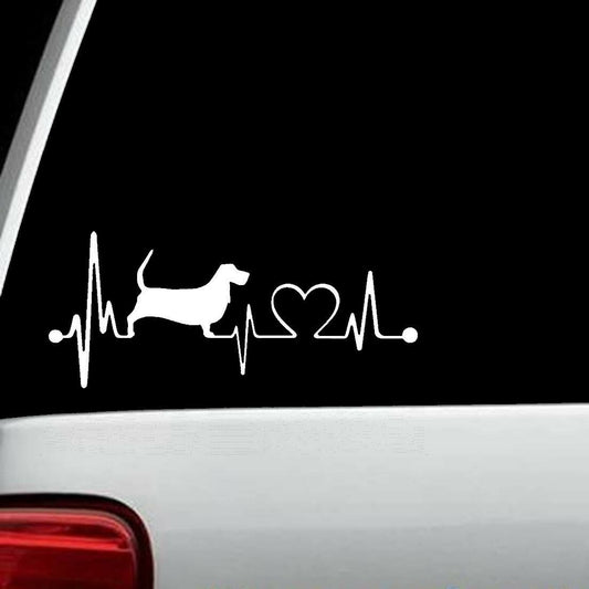 7.50" x 3.25" Basset Hound Heartbeat Lifeline Monitor Dog Decal Sticker Pet Gift Art