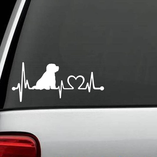 7" x 3.25" Bichon Frise Heartbeat Lifeline Monitor Dog Decal Sticker